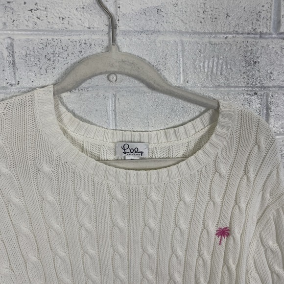 Lilly Pulitzer White Cable Knit Sweater Womens Size M Minimalist Preppy Travel - Picture 3 of 9